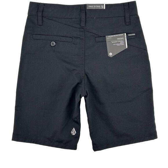 Volcom Frickin Solid Black Chino Shorts Boys Size 12 Medium 26 7" Inseam - Picture 4 of 7